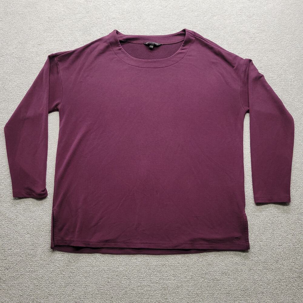 Banana Republic Womens XL Burgundy Purple Long Sleeve Tunic Top Logo Casual